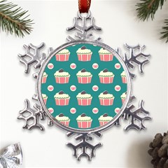 Retro 40s 50s Cupcake Pattern 2 Metal Large Snowflake Ornament by violetheavensky