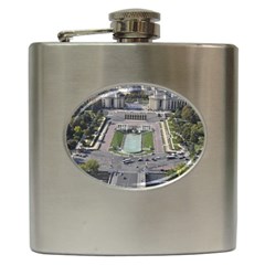 Eiffel Tower Looking Down In France Hip Flask by TMPW