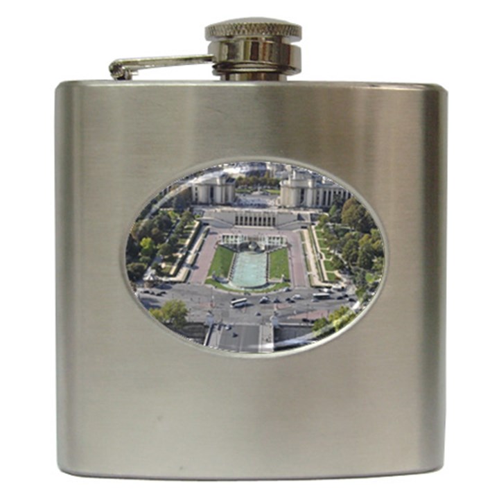 Eiffel Tower Looking down in France Hip Flask