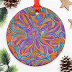 Mid Century Retro Floral 1970s 1960s Pattern 75 Round Ornament (Two Sides) Front