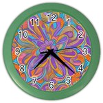 Mid Century Retro Floral 1970s 1960s Pattern 75 Color Wall Clock Front