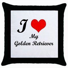 I Love My Golden Retriever Throw Pillow Case (black) by mydogbreeds