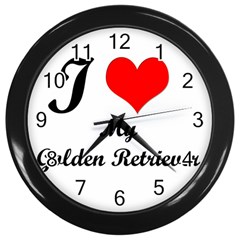 I Love My Golden Retriever Wall Clock (black) by mydogbreeds