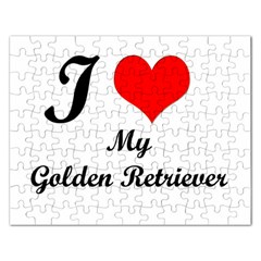 I Love My Golden Retriever Jigsaw Puzzle (rectangular) by mydogbreeds