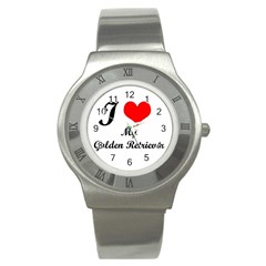 I Love My Golden Retriever Stainless Steel Watch by mydogbreeds