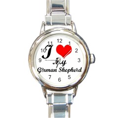 I Love My German Shepherd Round Italian Charm Watch by mydogbreeds