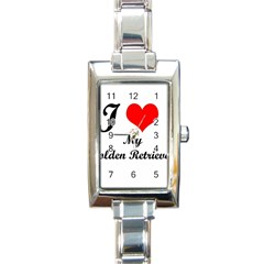 I Love Golden Retriever Rectangular Italian Charm Watch by mydogbreeds