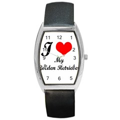 I Love Golden Retriever Barrel Style Metal Watch by mydogbreeds