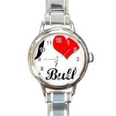 I-love-my-bulldog Round Italian Charm Watch by swimsuitscccc