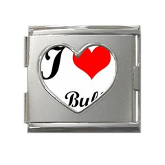 I-love-my-bulldog Mega Link Heart Italian Charm (18mm) by swimsuitscccc