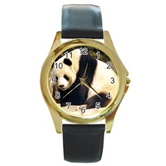 Giant Panda National Zoo Round Gold Metal Watch by rainbowberry