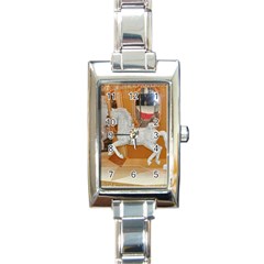 White Horse Rectangular Italian Charm Watch by berry3333