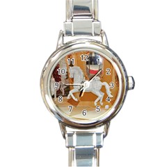 White Horse Round Italian Charm Watch by berry3333