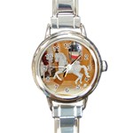 White Horse Round Italian Charm Watch Front