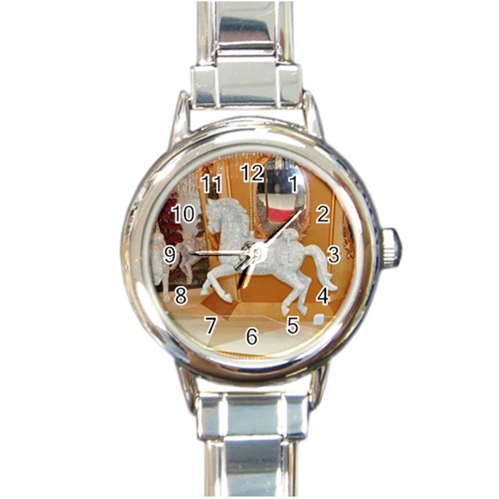 White Horse Round Italian Charm Watch