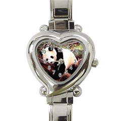 Panda1 Heart Italian Charm Watch by designergaze