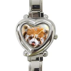 Red Panda2 Heart Italian Charm Watch by designergaze