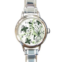 Flower1 Round Italian Charm Watch by designergaze