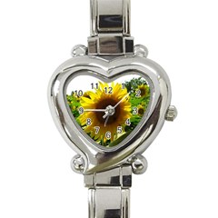 Flower2 Heart Italian Charm Watch by designergaze