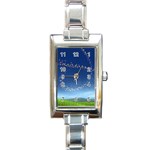 Flower3 Rectangular Italian Charm Watch Front