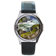 Land3 Round Metal Watch by designergaze