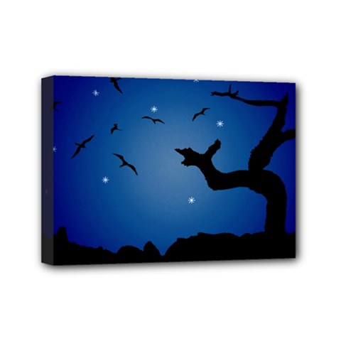 Nightscape Landscape Illustration Mini Canvas 7  X 5  by dflcprints