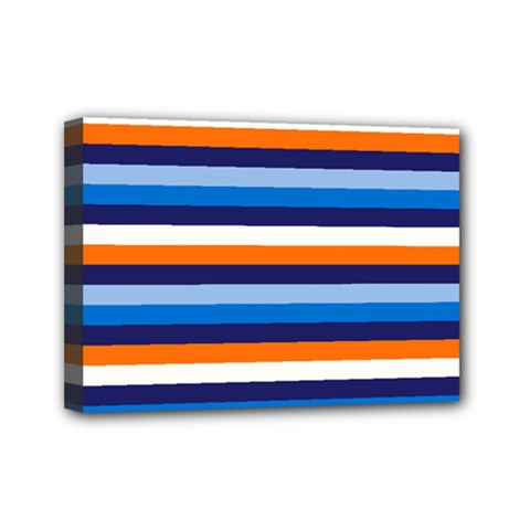 Ocean Blue Stripes Mini Canvas 7  X 5  (stretched) by tmsartbazaar