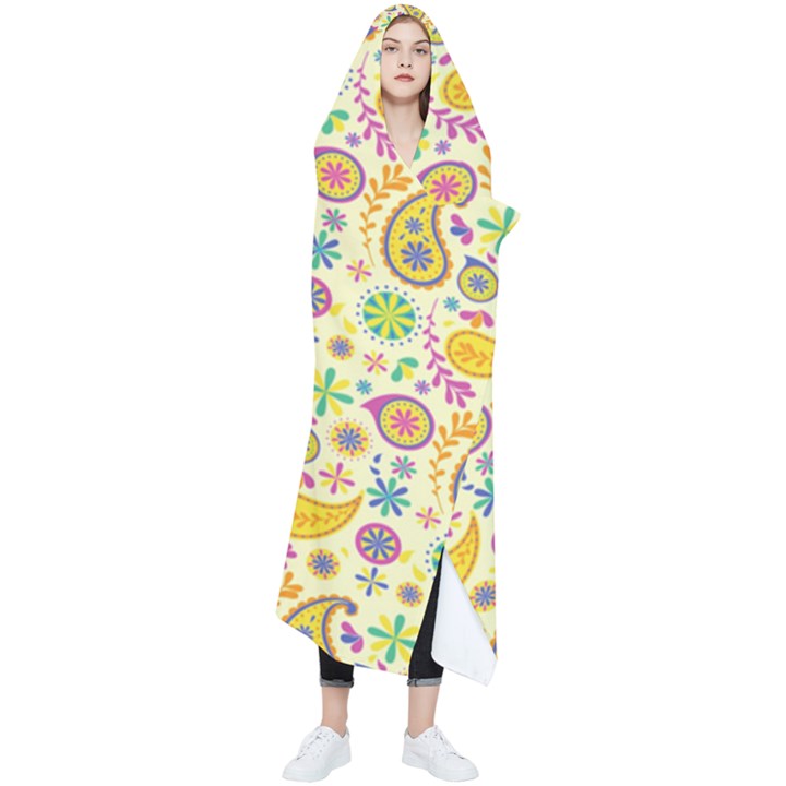 Paisley Print Yellow Wearable Blanket