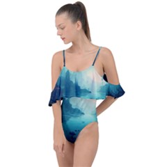 Ai Generated River Forest Woods Outdoors Drape Piece Swimsuit by Pakemis