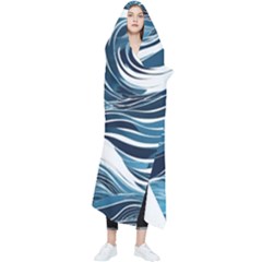 Abstract Blue Ocean Wave Wearable Blanket by Jack14