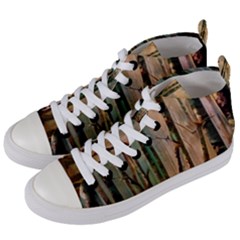 Woodland Woods Forest Trees Nature Outdoors Mist Moon Background Artwork Book Women s Mid-top Canvas Sneakers by Grandong