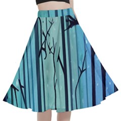 Nature Outdoors Night Trees Scene Forest Woods Light Moonlight Wilderness Stars A-line Full Circle Midi Skirt With Pocket by Grandong