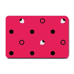 Strawberry Dots Black With Pink Small Doormat by strawberrymilk