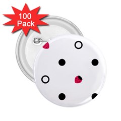 Strawberry Circles Black 100 Pack Regular Button (round) by strawberrymilk