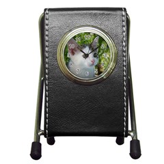 Young Cat Stationery Holder Clock by Siebenhuehner