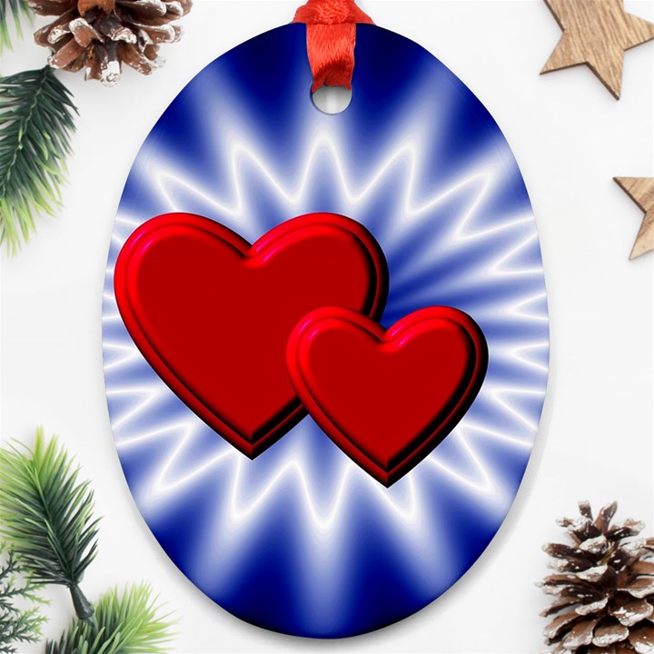 Love Oval Ornament (Two Sides)