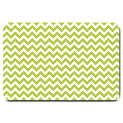 Spring Green And White Zigzag Pattern Large Door Mat by Zandiepants