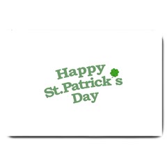 Happy St Patricks Text With Clover Graphic Large Door Mat by dflcprints