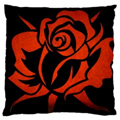 Red Rose Etching On Black Large Flano Cushion Case (one Side) by StuffOrSomething