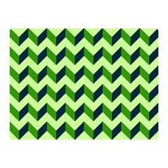 Green Modern Retro Chevron Patchwork Pattern Double Sided Flano Blanket (mini) by GardenOfOphir