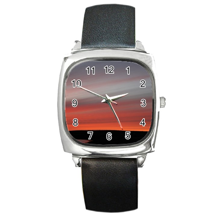 Canadian Red Sky Square Metal Watch