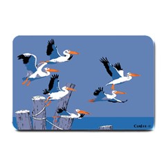 Abstract Pelicans Seascape Tropical Pop Art Small Doormat  by WaltCurleeArt