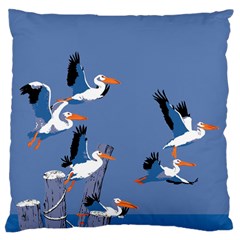 Abstract Pelicans Seascape Tropical Pop Art Large Cushion Case (one Side) by WaltCurleeArt