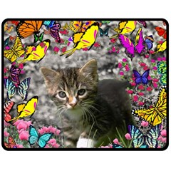 Emma In Butterflies I, Gray Tabby Kitten Fleece Blanket (medium)  by DianeClancy