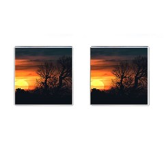 Sunset At Nature Landscape Cufflinks (square) by dflcprints