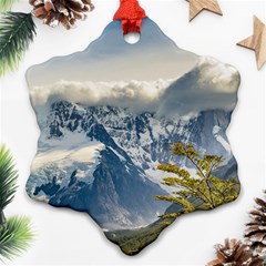 Snowy Andes Mountains, El Chalten Argentina Snowflake Ornament (two Sides) by dflcprints