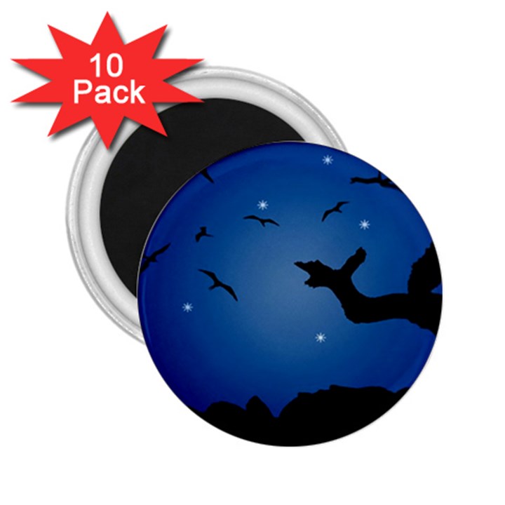 Nightscape Landscape Illustration 2.25  Magnets (10 pack) 