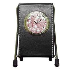 Pink Colored Flowers Pen Holder Desk Clocks by dflcprints