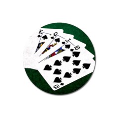 Poker Hands   Royal Flush Spades Magnet 3  (round) by FunnyCow