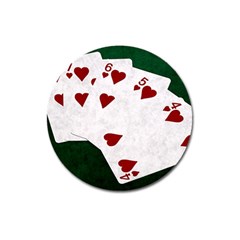 Poker Hands Straight Flush Hearts Magnet 3  (round) by FunnyCow